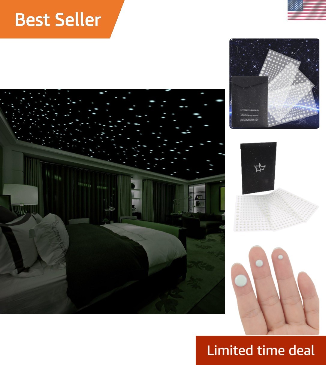 Realistic 3D Domed Glow in The Dark Stars,606 Dots for Starry Sky, Home Decor…