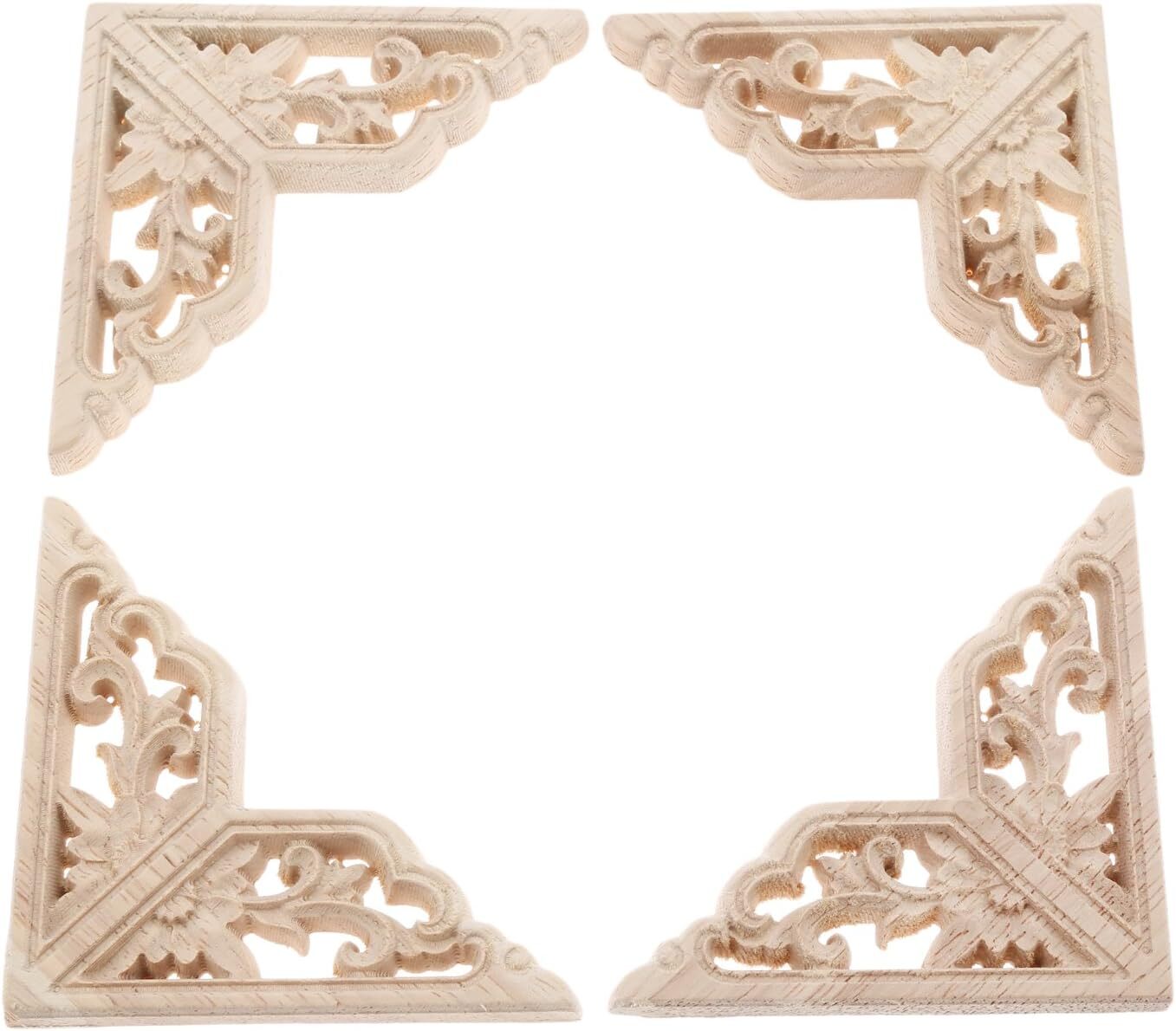 MUXSAM Wooden Decorative Appliques Onlays, 4-Pack 8x8cm/3.15"x3.15", 4 Pack