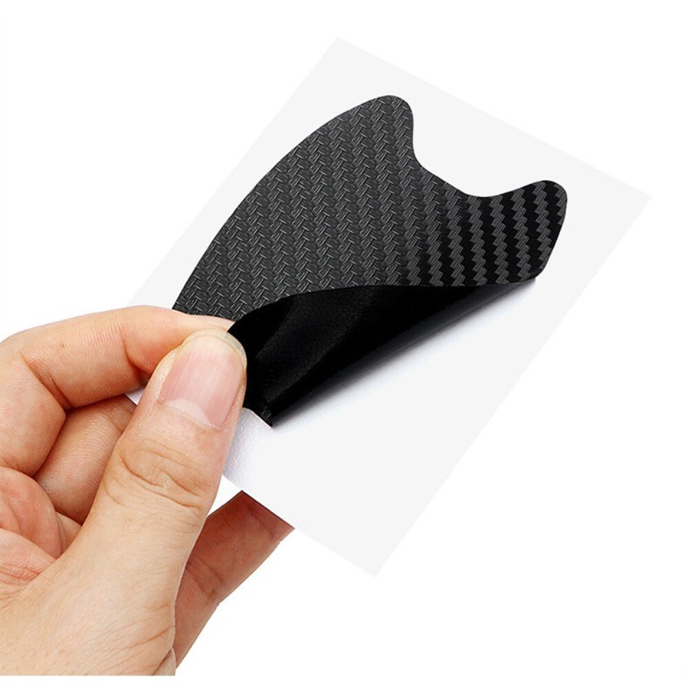 4pcs 3D Carbon Fiber Car Door Handle Stickers Anti Scratch Proof Cover Protector