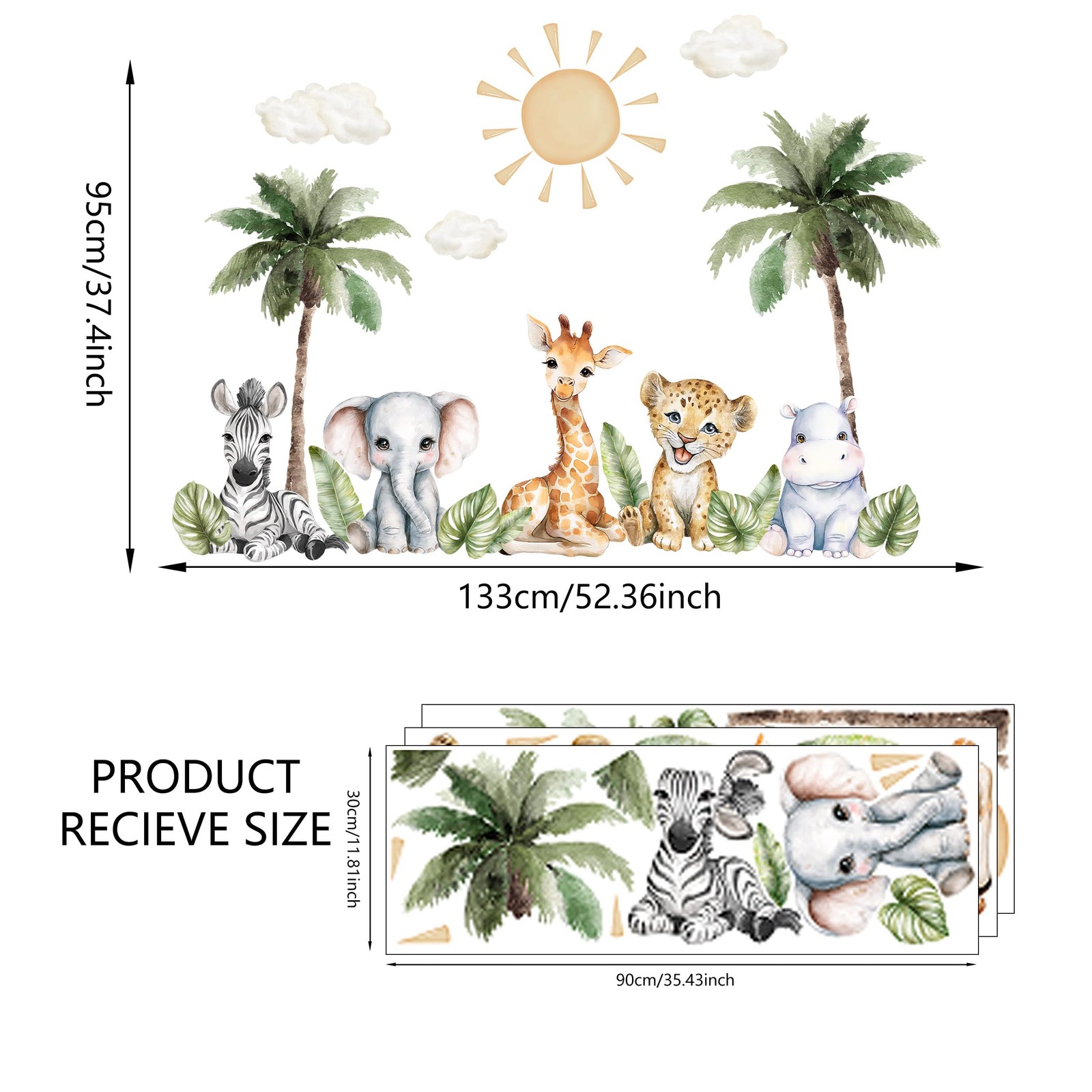 Safari Animals Wall Decal, Peel and Stick Nursery Animals Mural,Jungle Lion, …