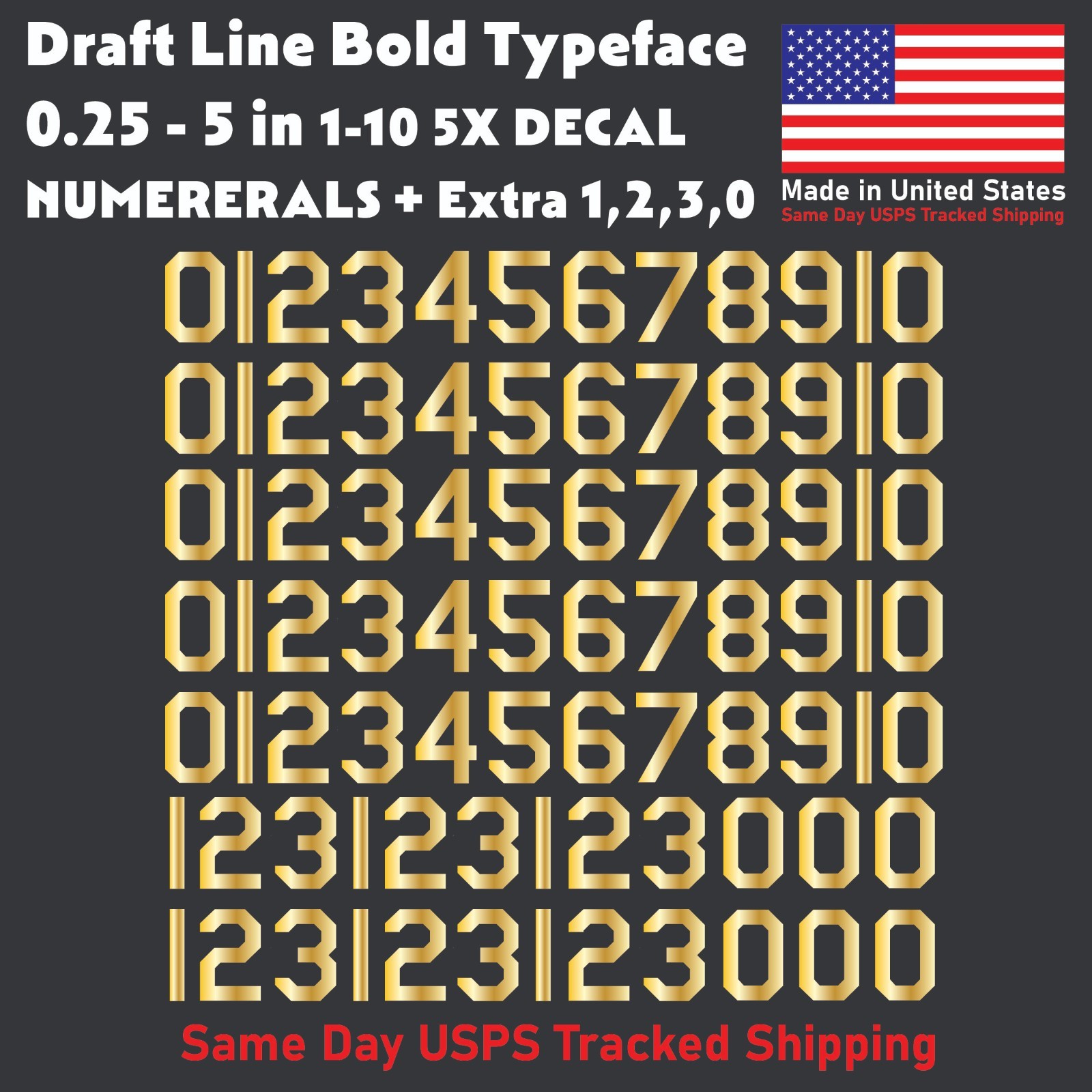 1-10 5x+ DRAFTLINE Outdoor Vinyl Decal Numbers for Mailbox Door Address Lockers