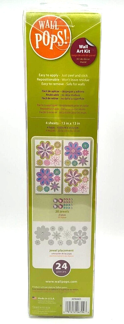 Wall Pops Wall Art Patchwork Daisy 24 Piece And Jewels Wall Decal Kit Peel Stick