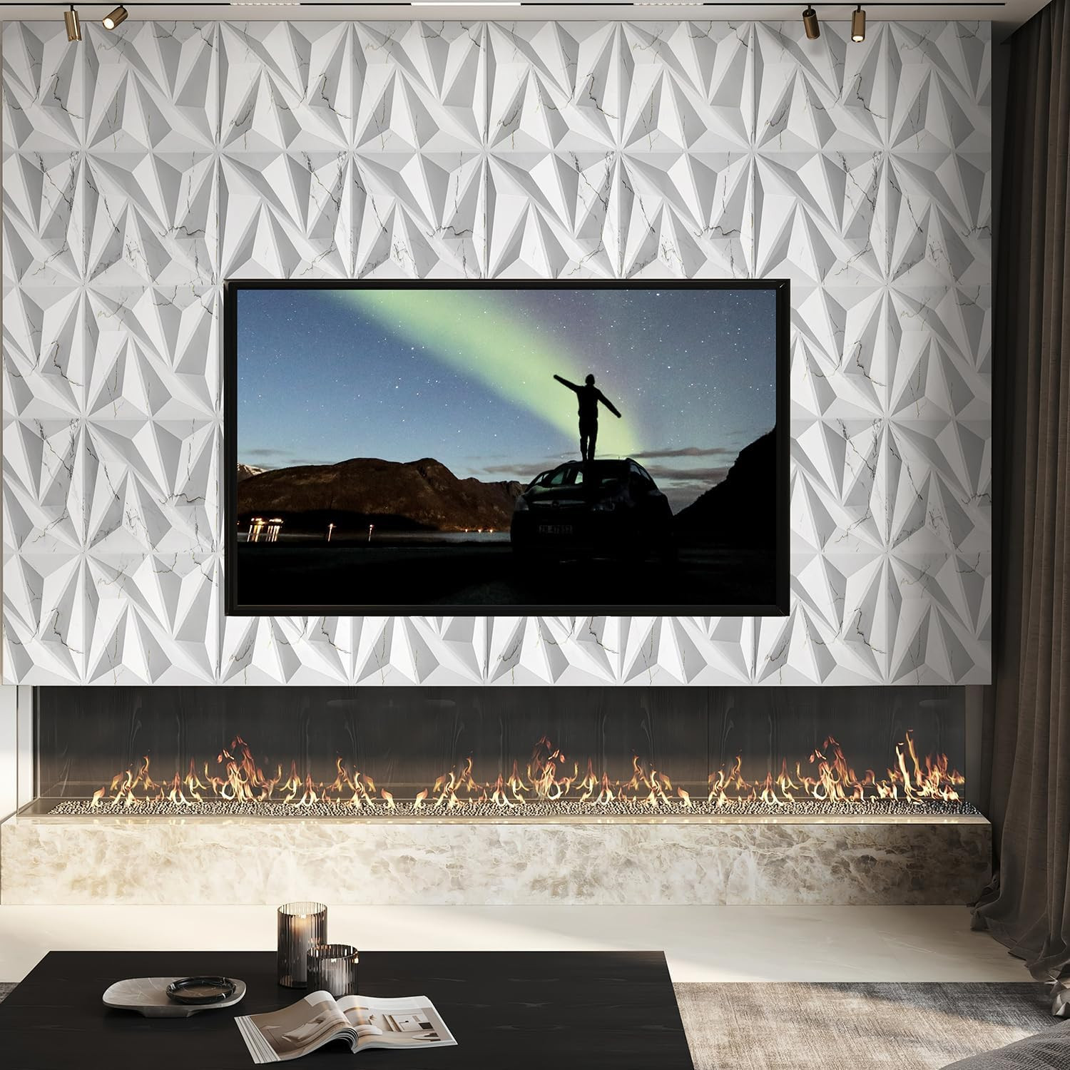 33 Pack 3D Diamond Textured Wall Panels for Elegant Home Decor