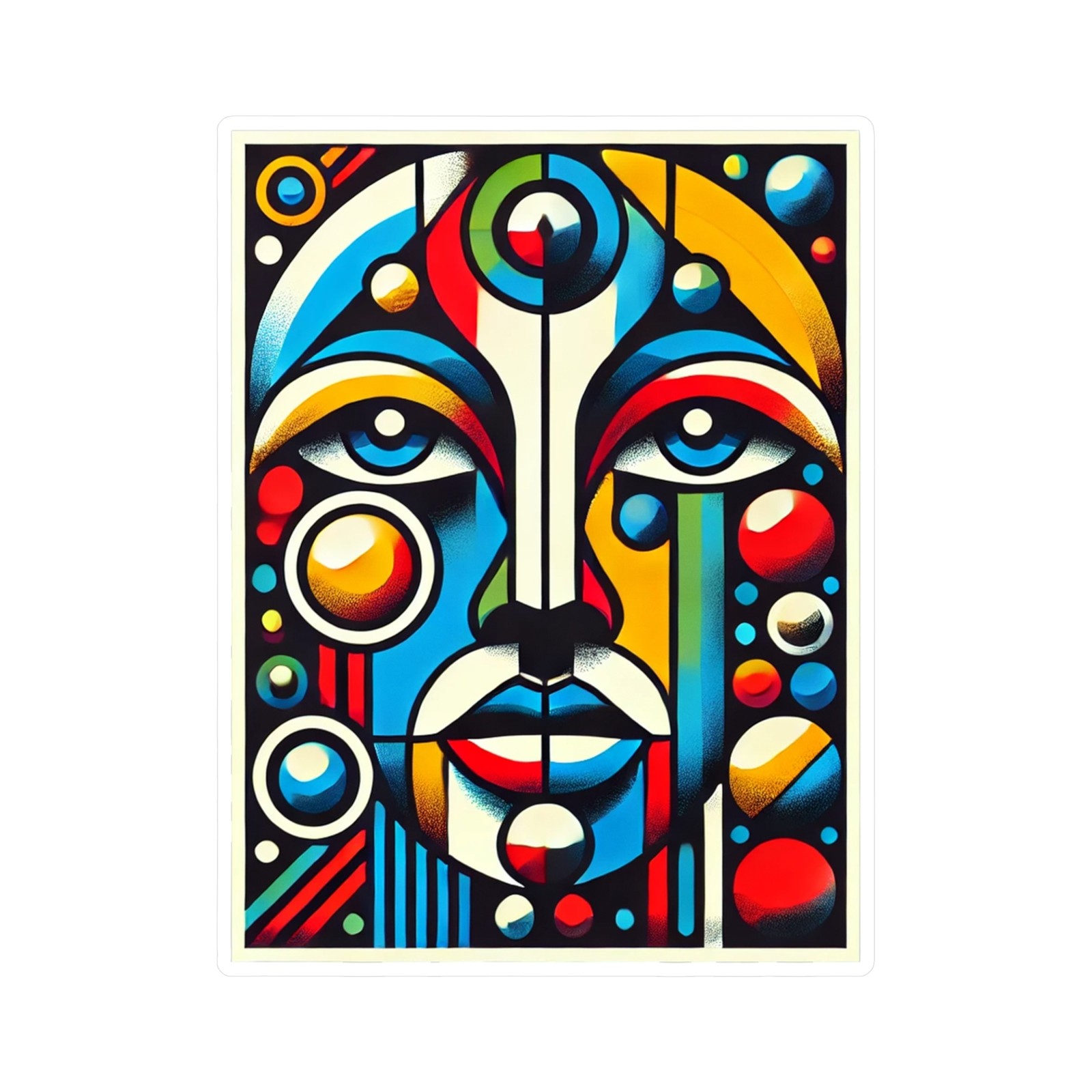 Abstract Face Art Sticker Vinyl Decal – Colorful Matte Label Glossy Pop Art