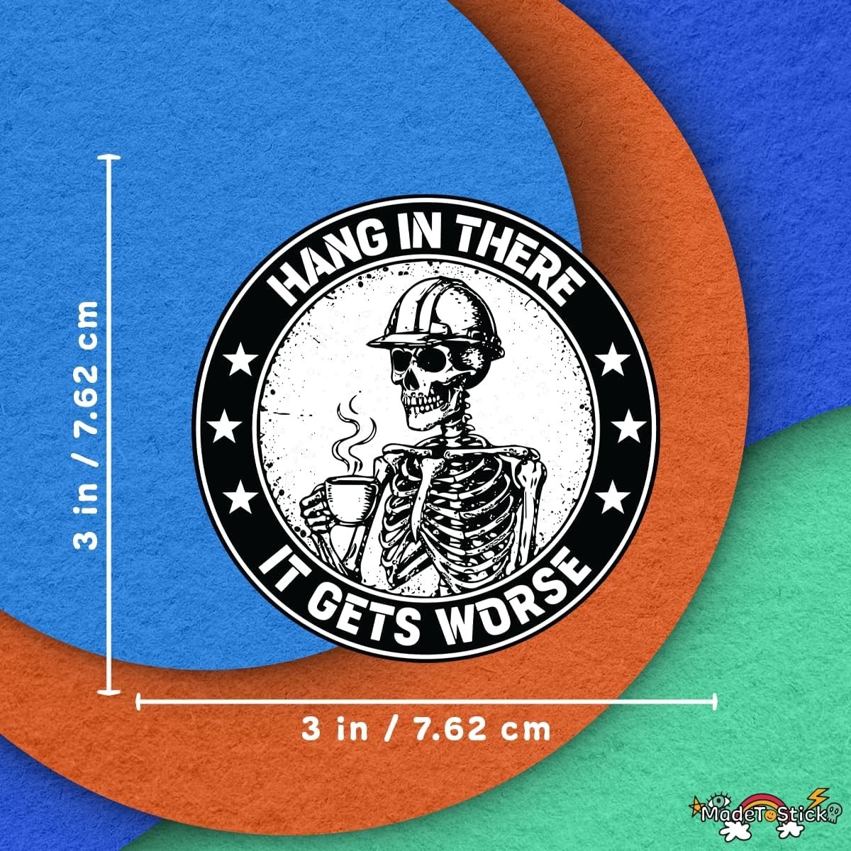 Funny Skeleton 3" x 3" Sticker Vinyl Decal