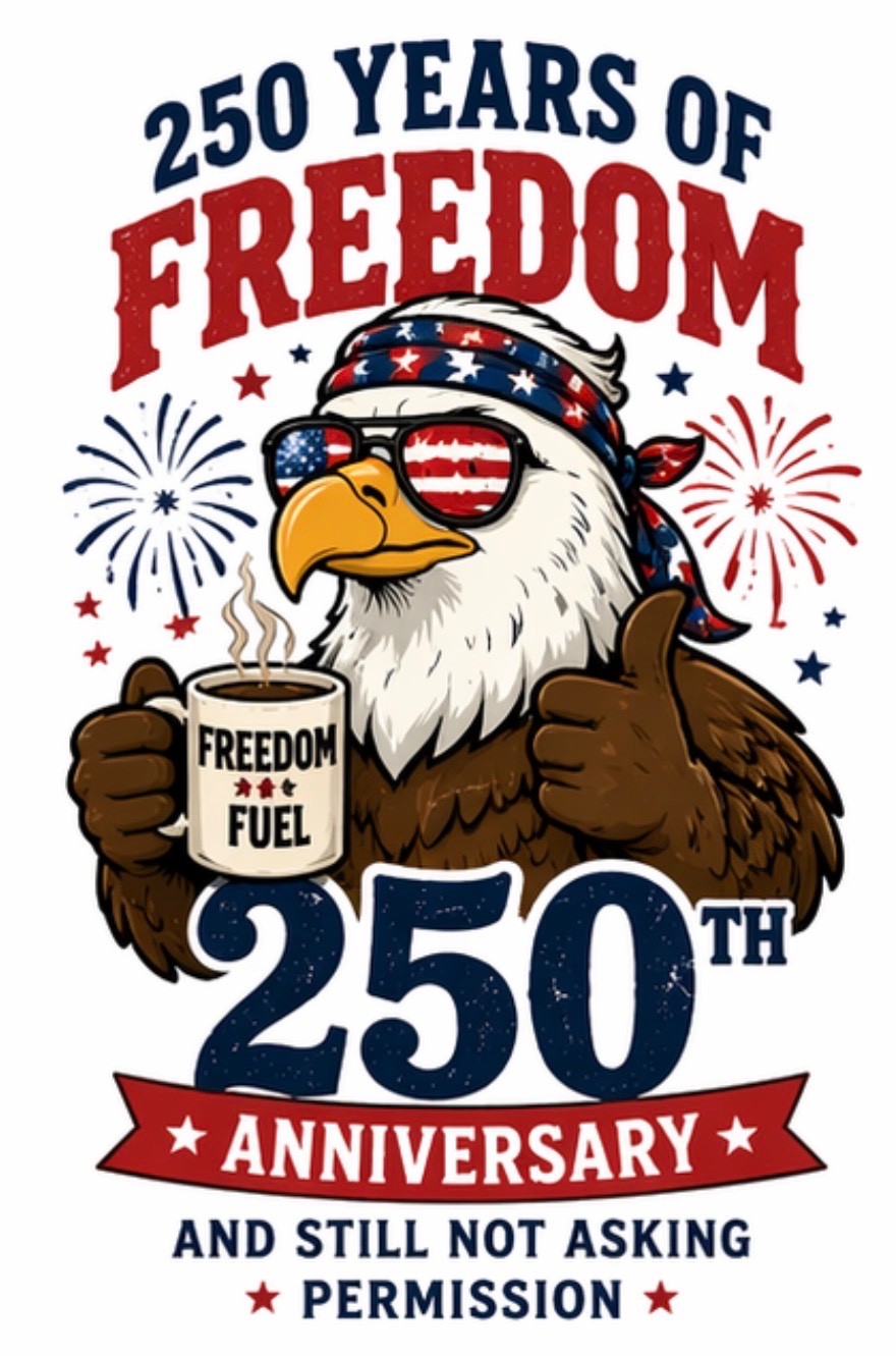 STICKER (BUY 2, GET 1 FREE) 250th of America vinyl glossy freedom patroitic USA