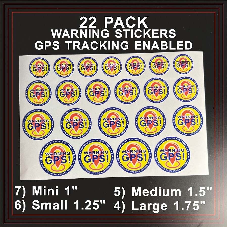22 PACK GPS Tracking Warning Theft Deterrent Laminated Stickers High Quality