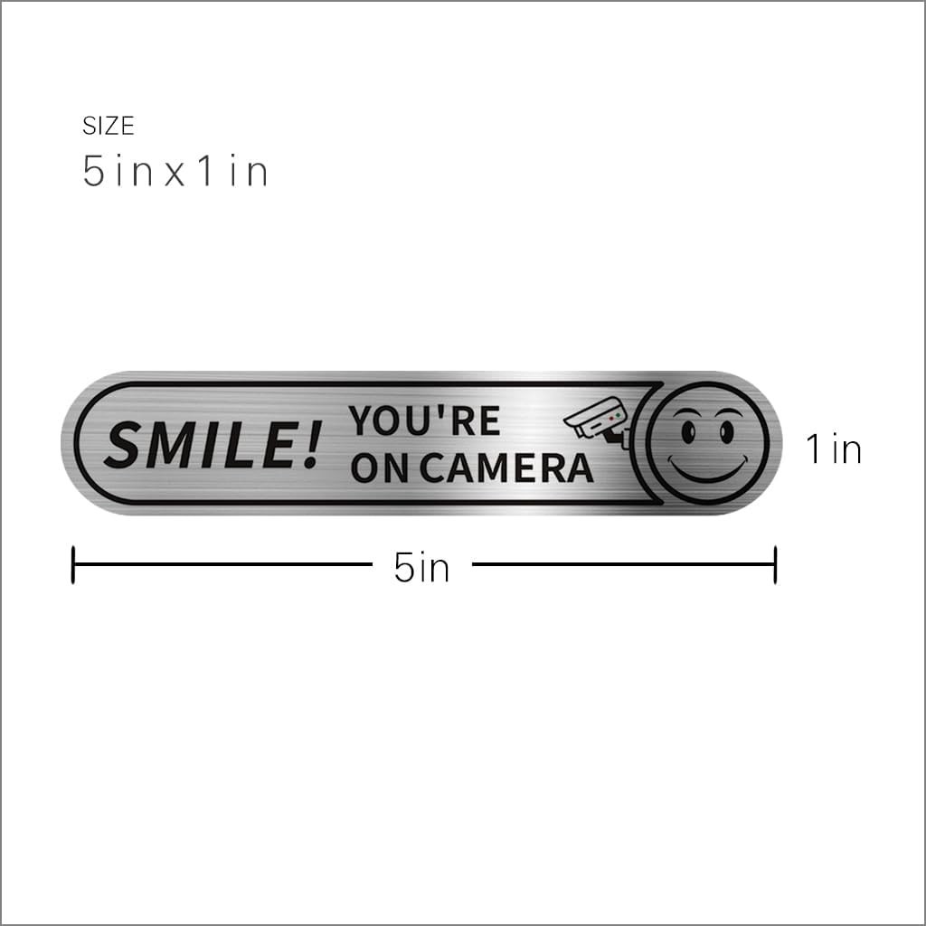 8 Pieces Smile You'Re on Camera Stickers for Cars Brushed Silver 24 Hour Video