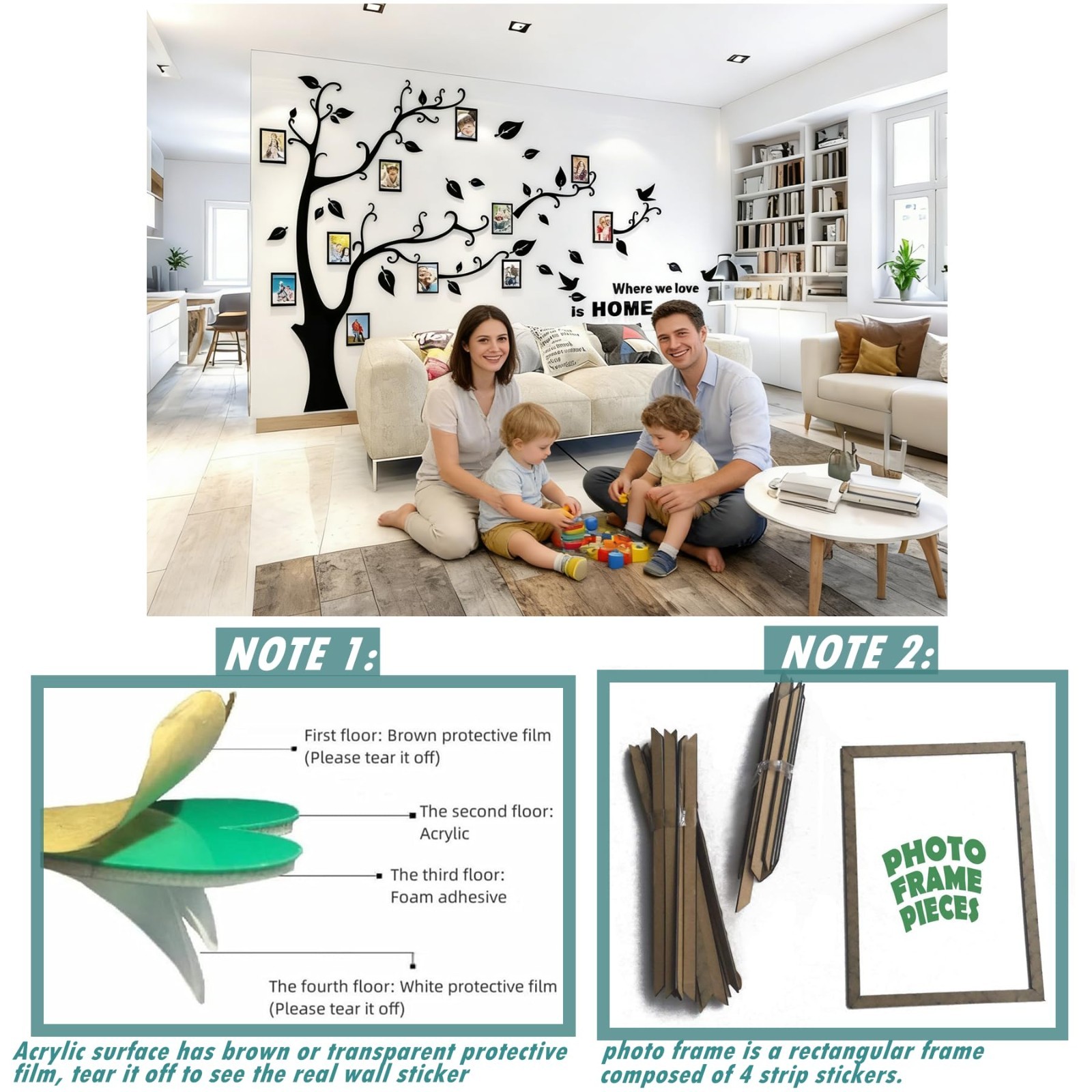 3D Tree Wall Decals – DIY Photo Frame Stickers for Living Room & Bedroom Decor