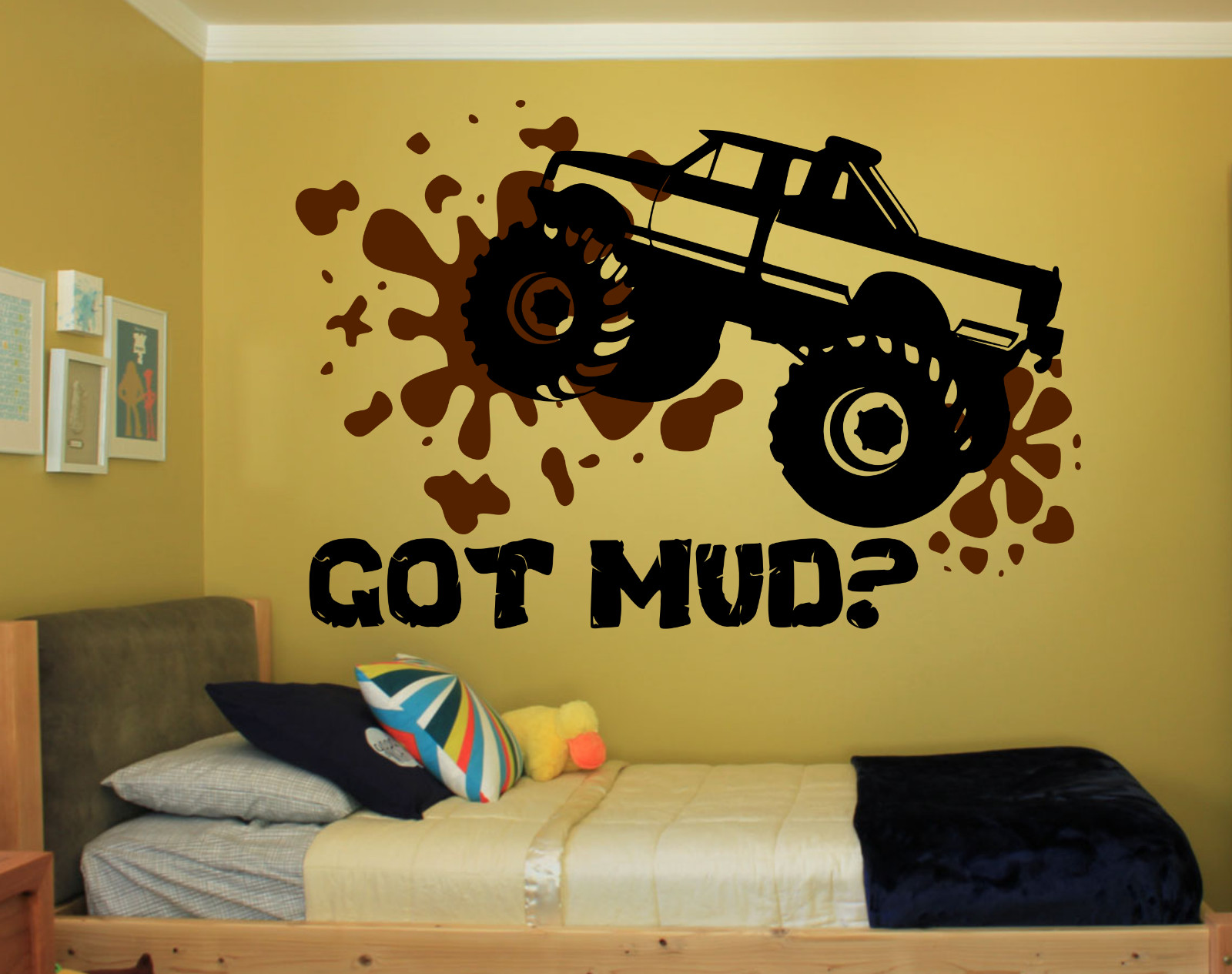 MONSTER TRUCK GOT MUD LARGE WALL VINYL DECAL BEDROOM ART COLOR CHOICES 22×33 in.