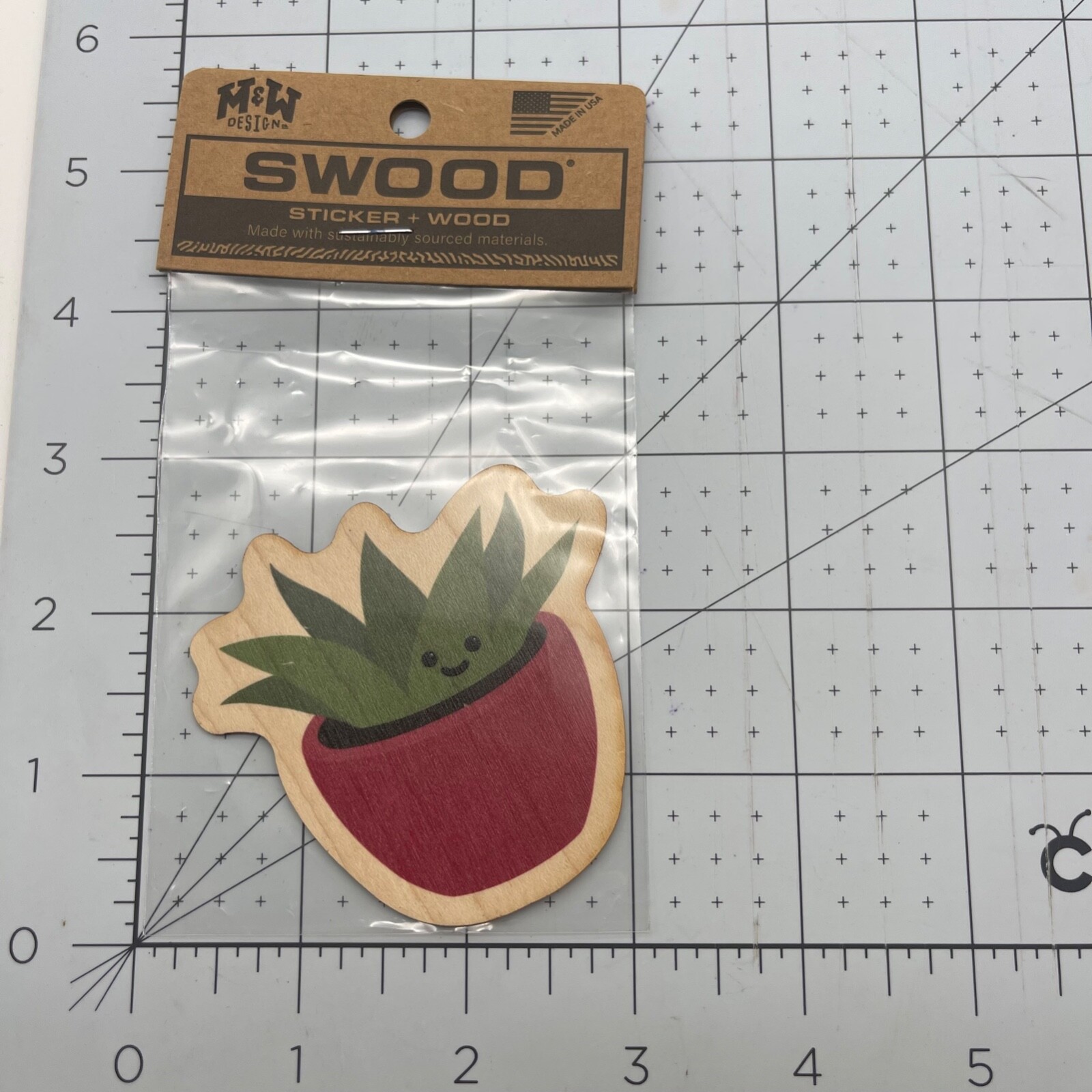 Metal and Wood Co Wood Sticker Travel Swood Plant Lover Succulent Plant