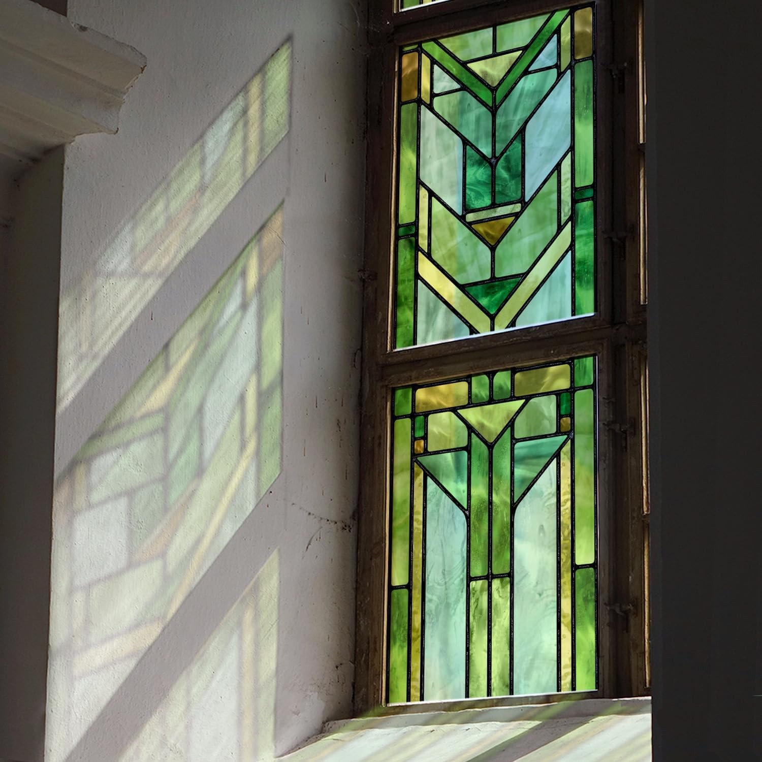 Faux Stained Glass Effect Transparent Window Film Original Hand Drawn Static US