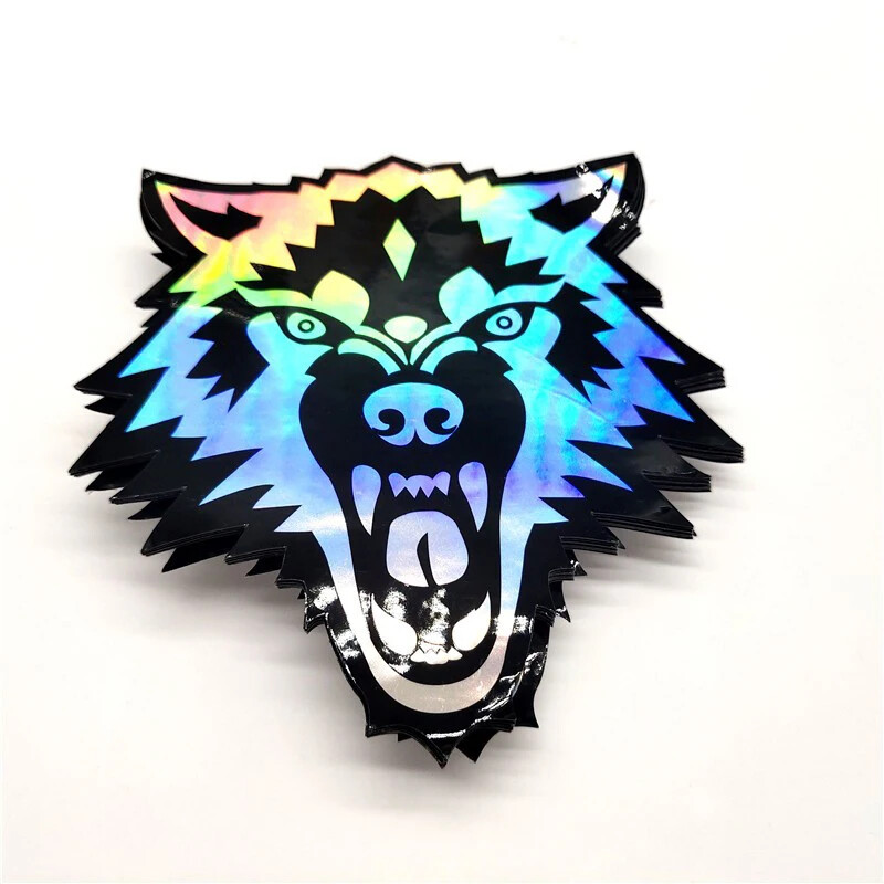 100 Holographic Stickers Custom Logo Name Waterproof Laser Silver Die Cut Vinyl