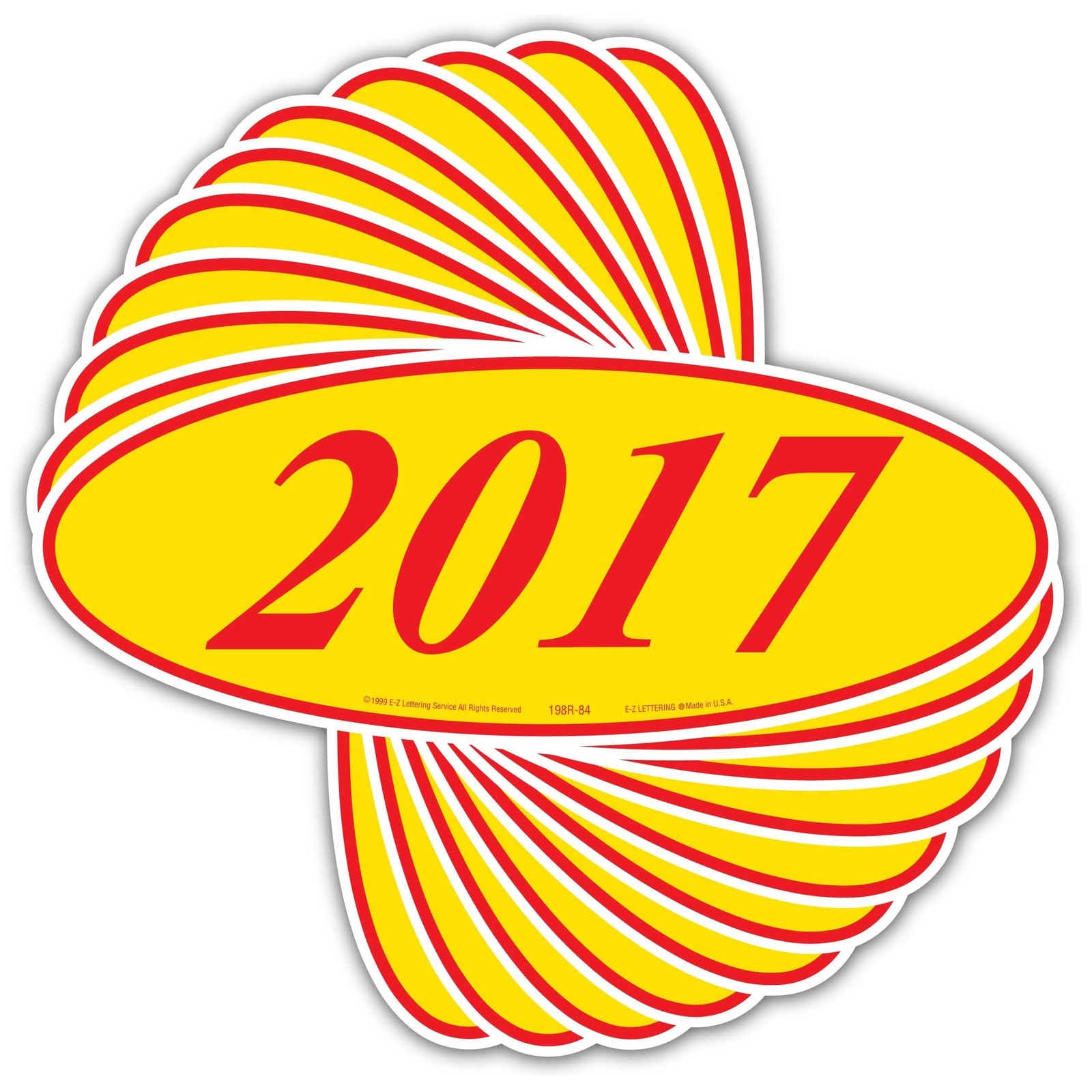 EZ-Line Oval Model Windshield Year Stickers for Car Windows Red and Yellow La…