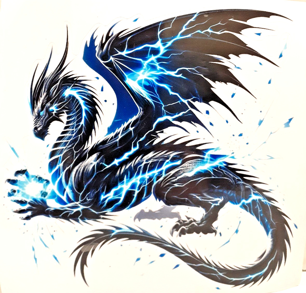 Thunder & Lightning Dragon Vinyl Decal Sticker 5.75" x 5.75" Clear Background