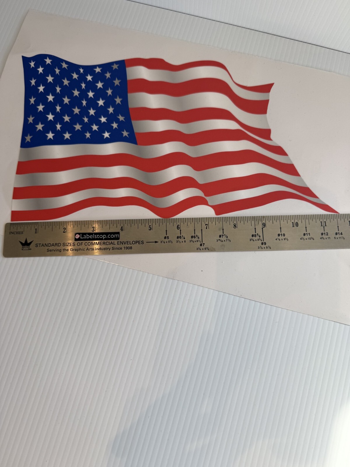 Waving American Flag Permanant Adhesive Decal – 11 1/2" x 6 3/4"