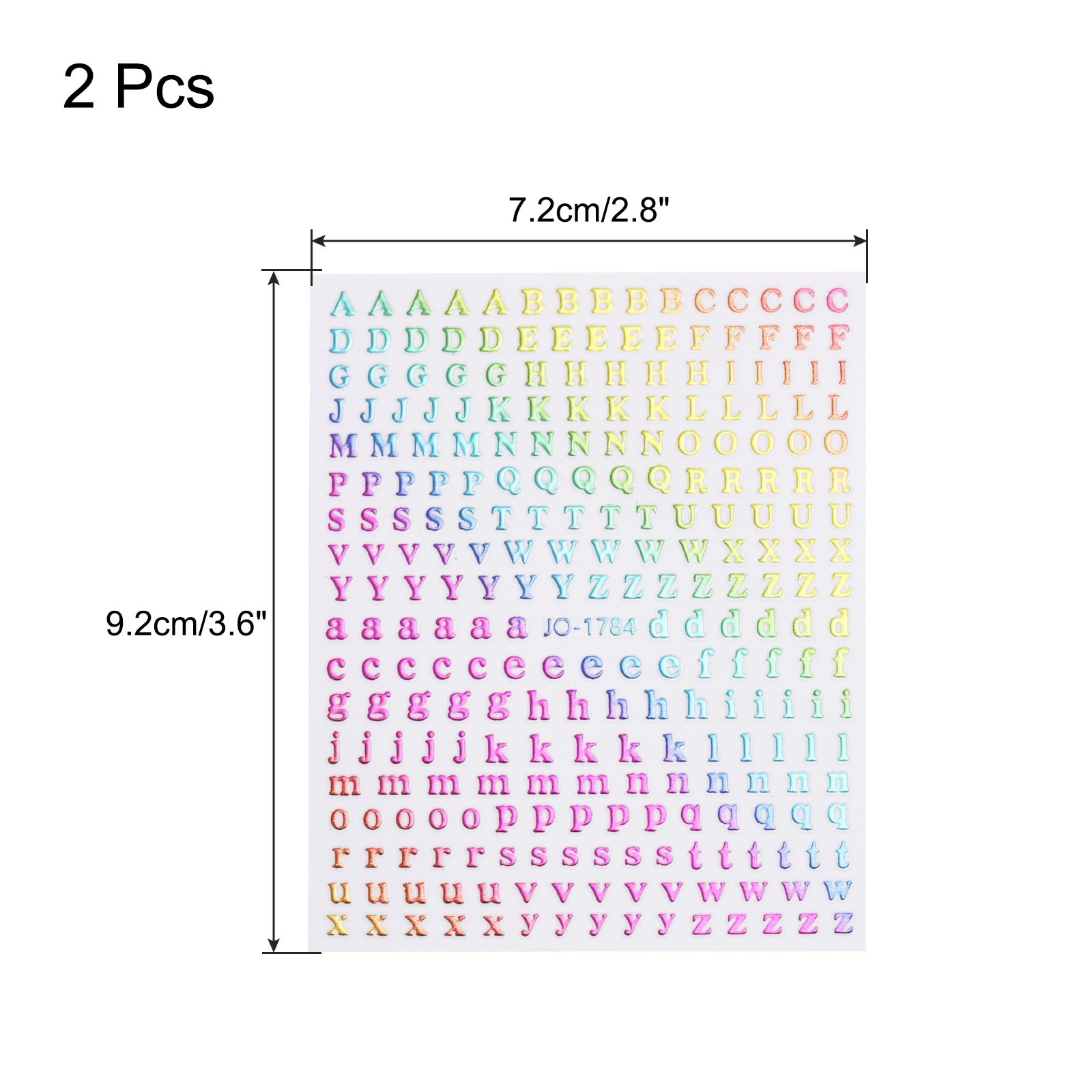 2 Sheets Letter Nail Stickers Self-Adhesive Alphabet Nail Stickers DIY Rainbow