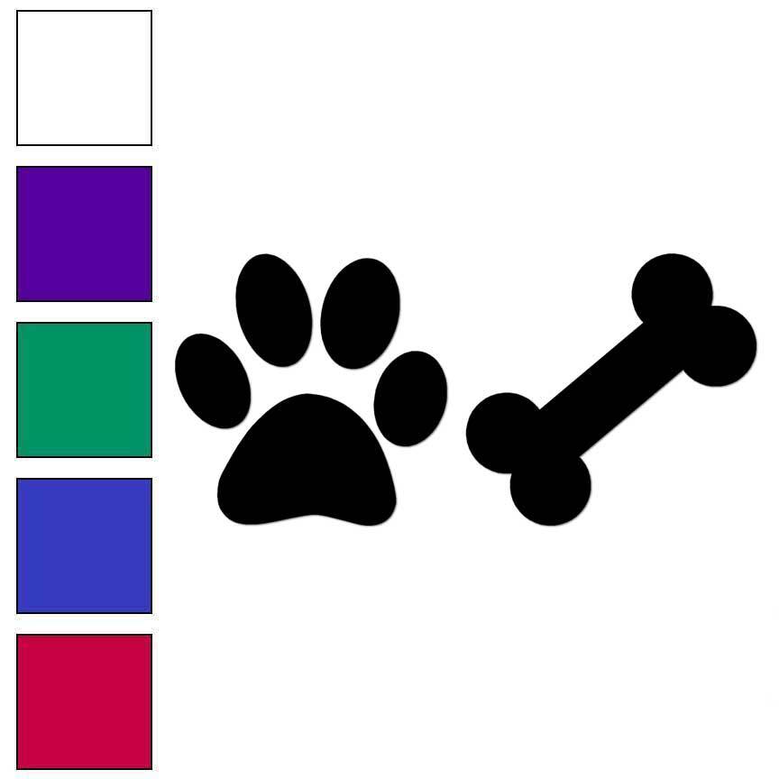 Dog Paw Bone, Vinyl Decal Sticker, Multiple Colors & Sizes #6588