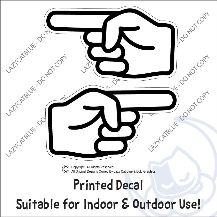 Pointing Hand Decal Sticker Left Right or Both Pointer Finger Marker Here Point