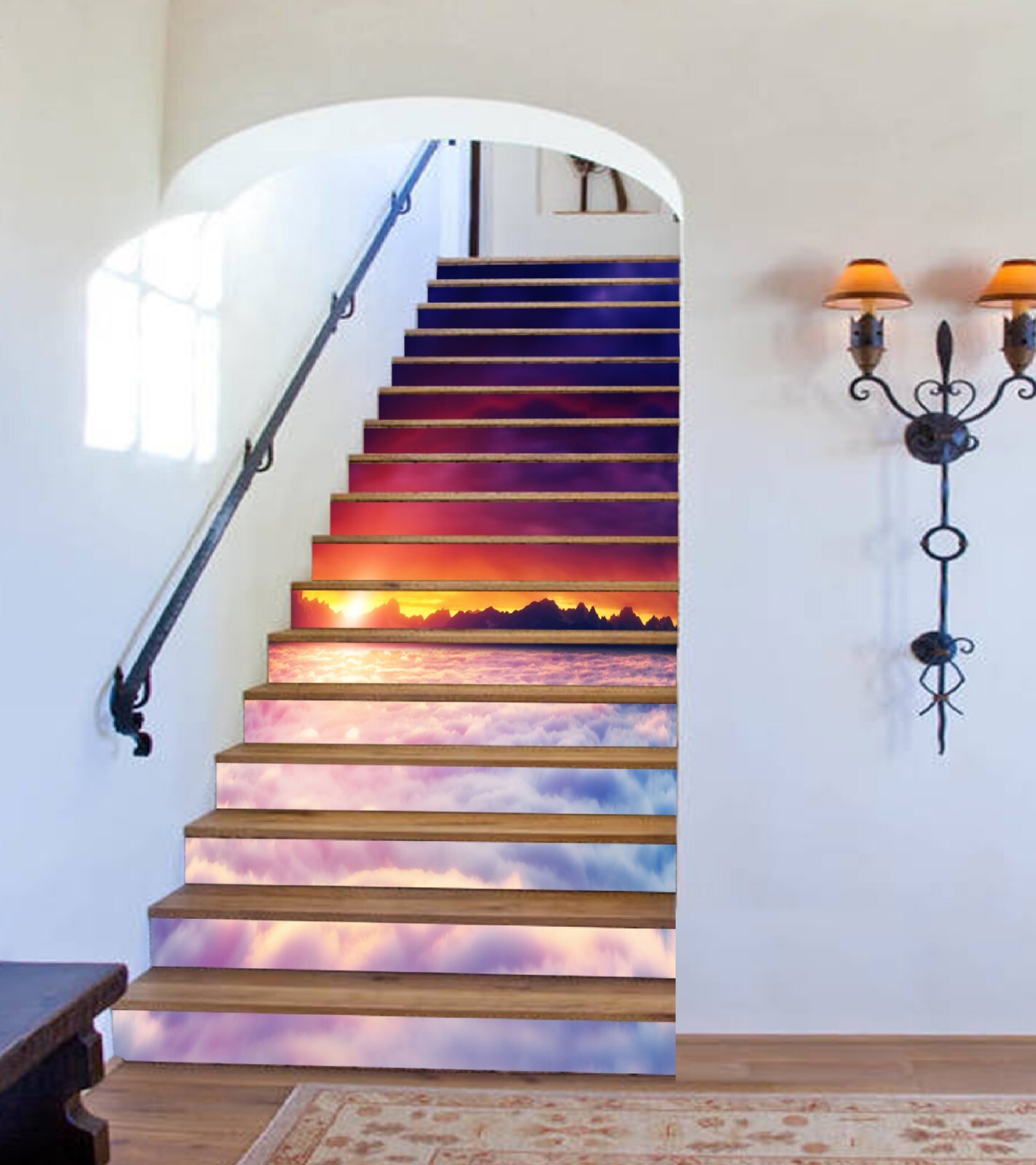 3D Clouds Sunset AZ1381 Stair Risers Decoration Mural Vinyl Wallpaper Kay
