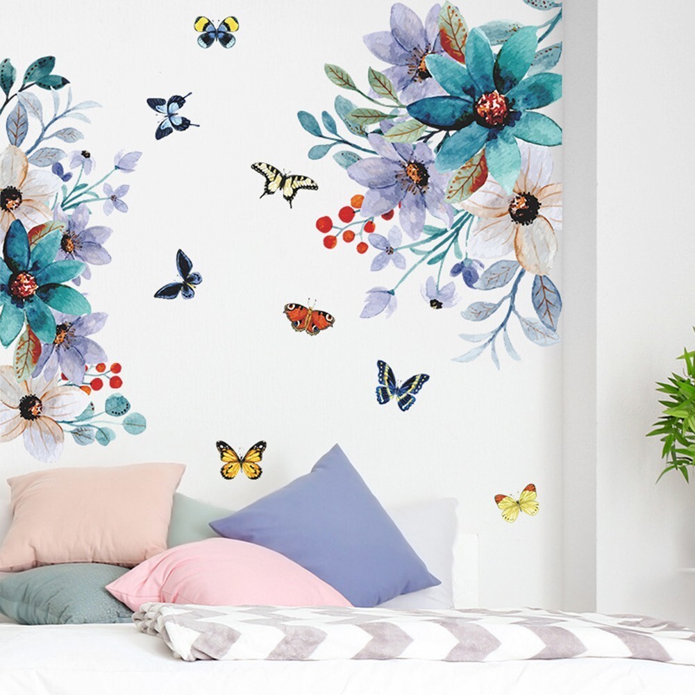 Removable Flower Lotus Butterfly Wall Stickers 3D Wall Art Decals Home-Decor