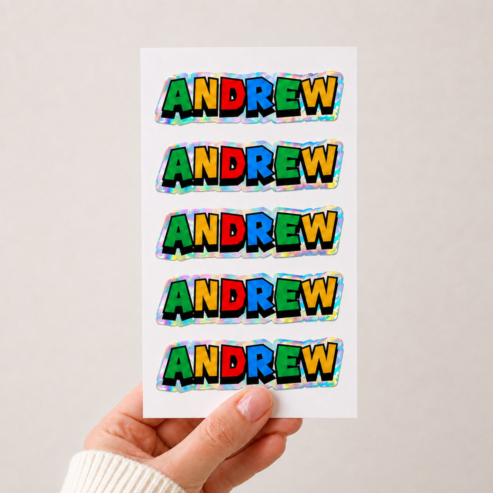 Set of 5 Custom Name Stickers Game Font, Personalized Gamer Name Labels