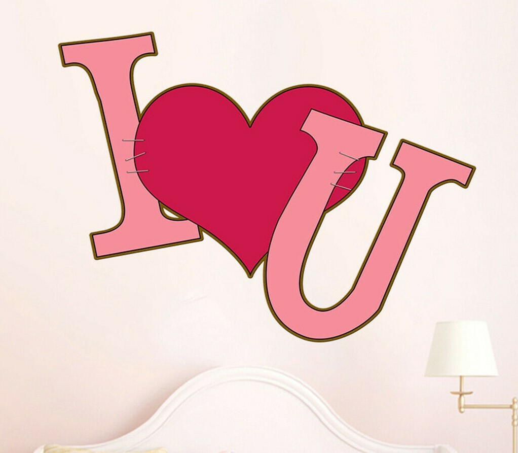 I love you For Living Room, Living Room Quote Decal, Heart Decor, Quote Wall Art