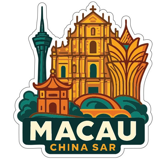 Macau China Sticker Decal Vinyl Die-Cut City Skyline Landmark Design