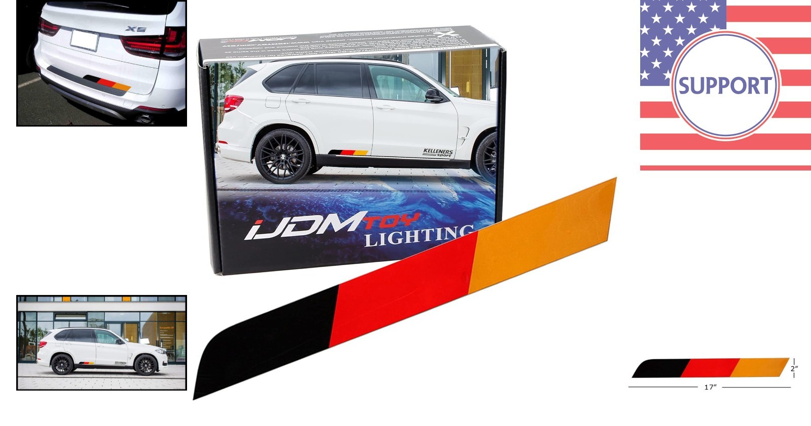 High-Quality 17×2-Inch Reflective Flag Stripe for Car Customization