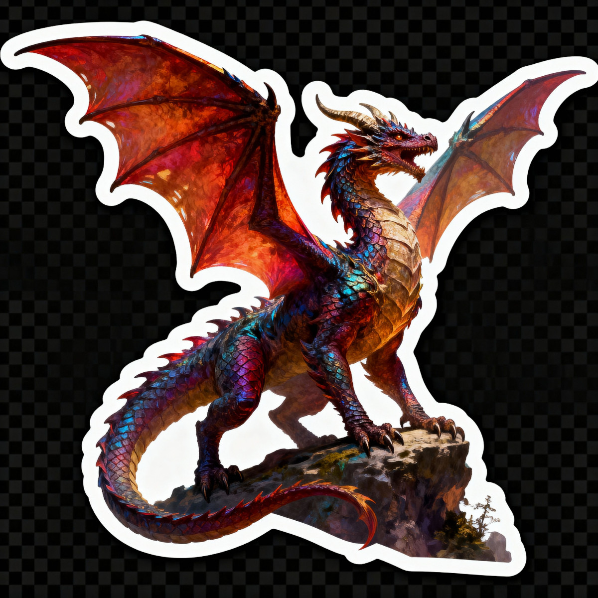 3 inch Iridescent Fire Dragon Vinyl Sticker | Fantasy Dragon Decal