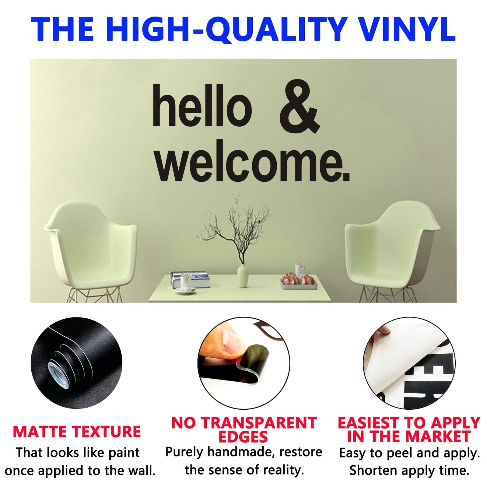 Wall Decal Stickers, Hello Welcome Stickers, (Easy to Apply), Vinyl Wall Deco…