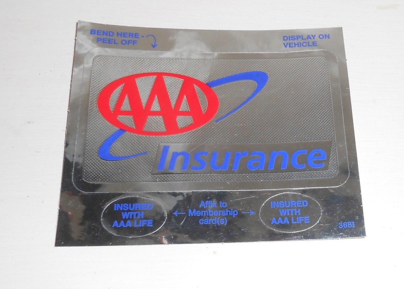 Triple AAA Insurance Auto Sticker Decal (mirrored) 3 3/4x 3 3/4 Vintage