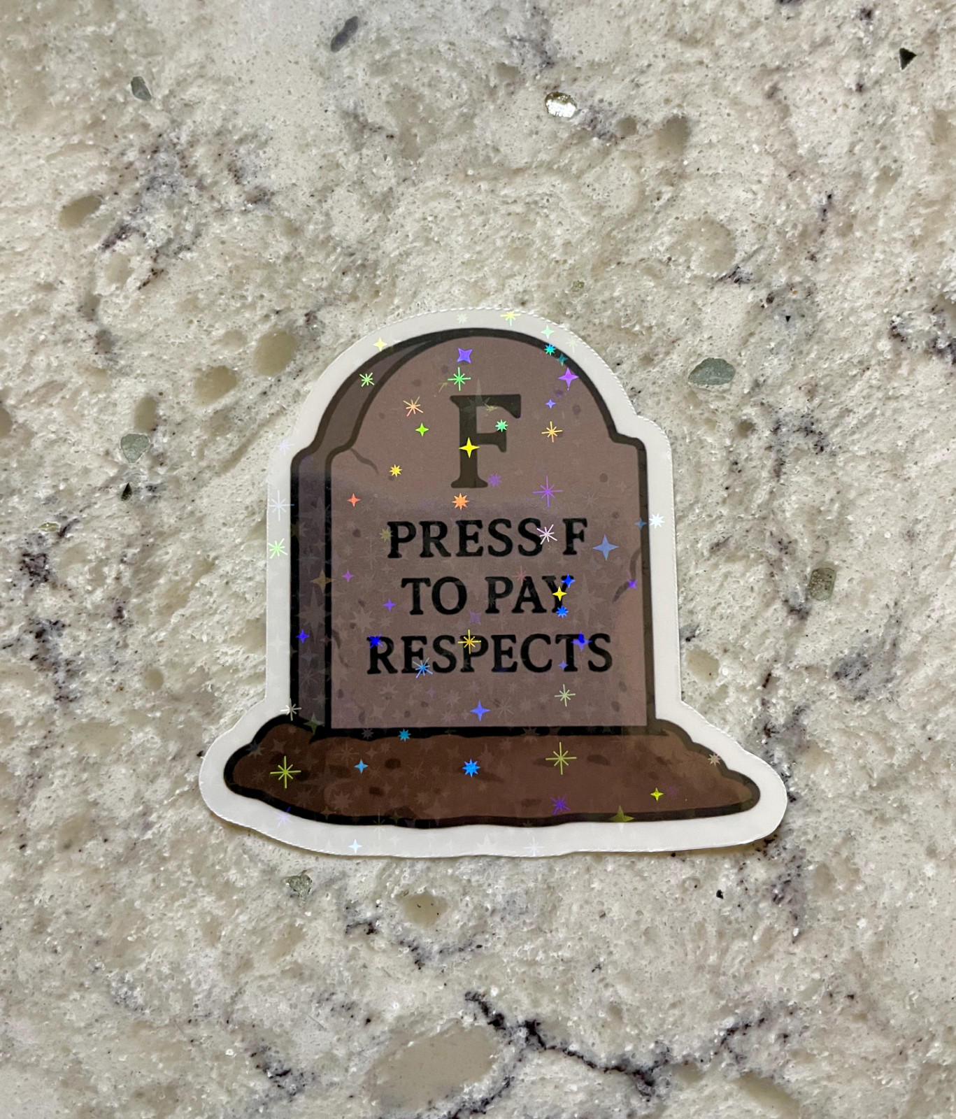 Press F Tombstone Sticker l Gloss or Holographic Laminate l Waterproof Decal