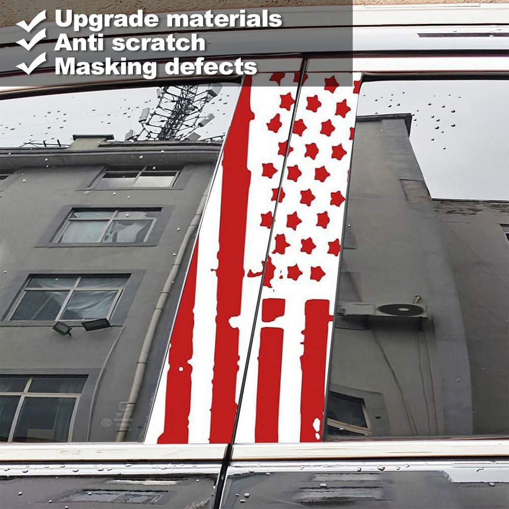2PCS America Flag Car Center Pillar Stickers and Decals, HD Printed Self-Adhe…