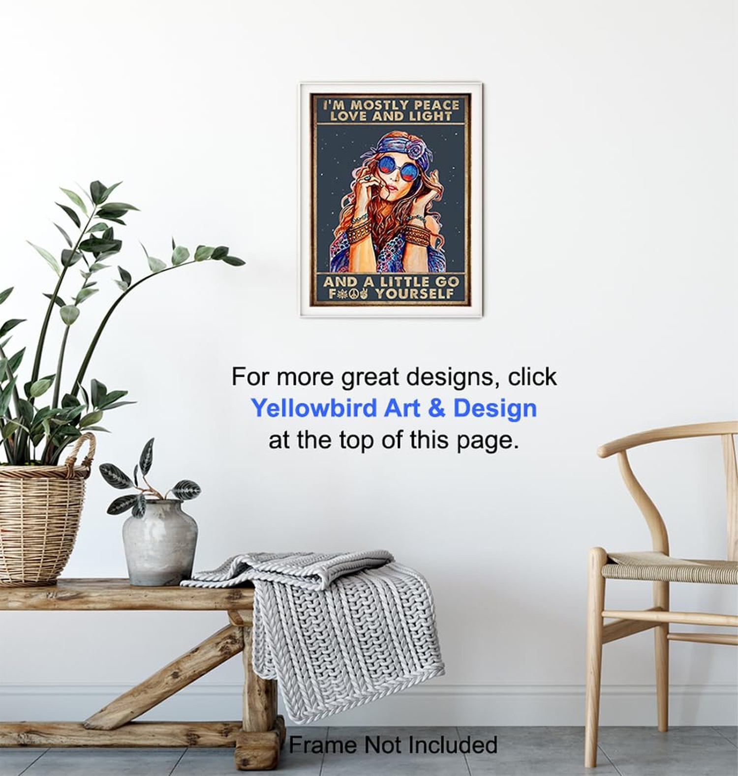 Boho Love And Light Wall Art 11×14 – Inspirational Bohemian Decor – positive …