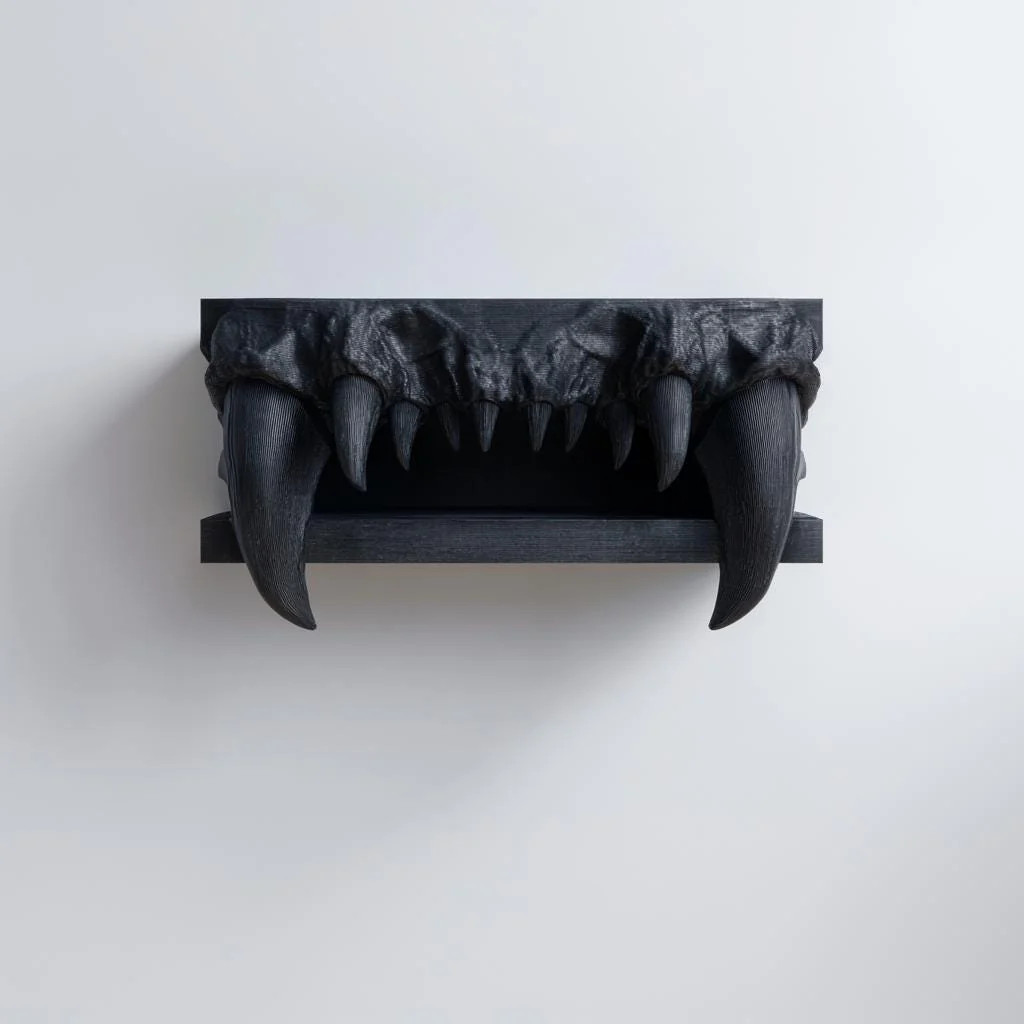 3D Printed Vampire Fangs Wall Shelf | Gothic Monster Jaw Decor | Dark Fantasy