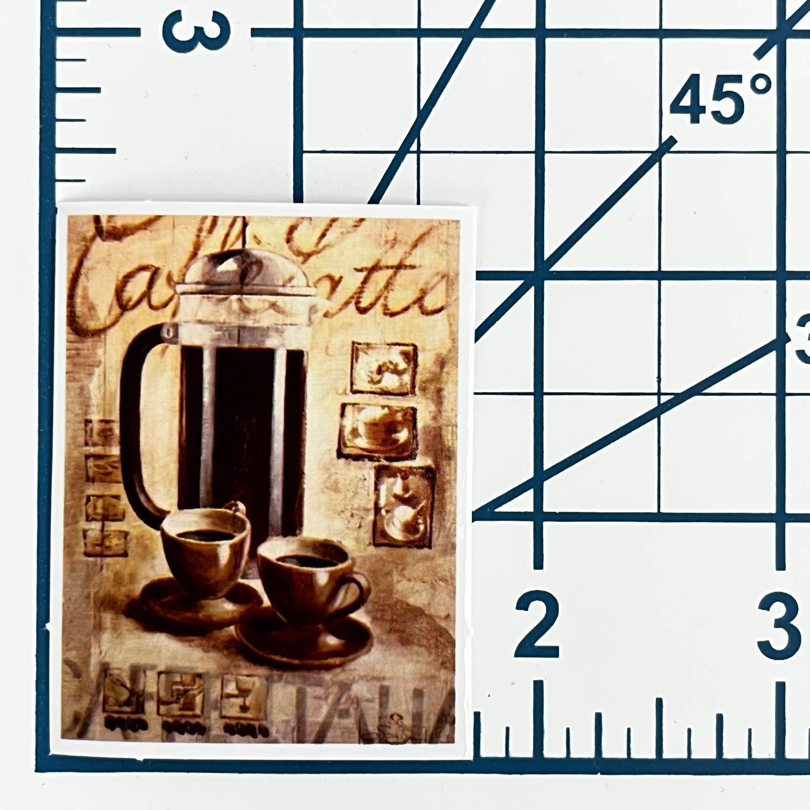 Caffe Latte French Press Vintage Style Vinyl Sticker Espresso Cup Mug Sign Art