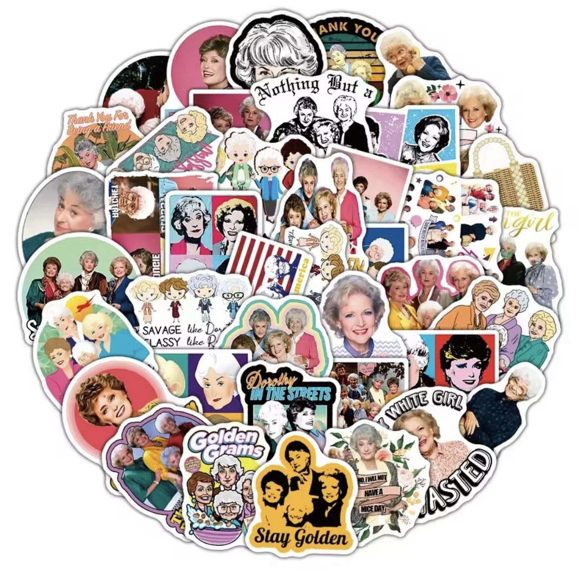 Golden Old Lady Girls Stickers 50pk Classic Golden Girl Characters FREE SHIPPING