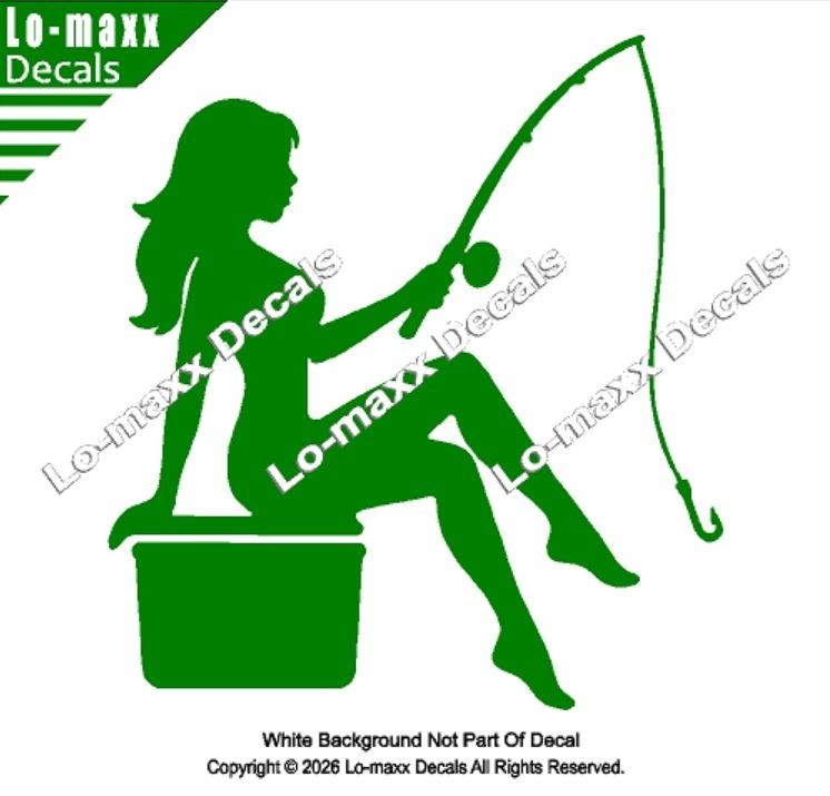 Mudflap Fishing Girl Die Cut Vinyl Decal High Performance Truck Car Sticker