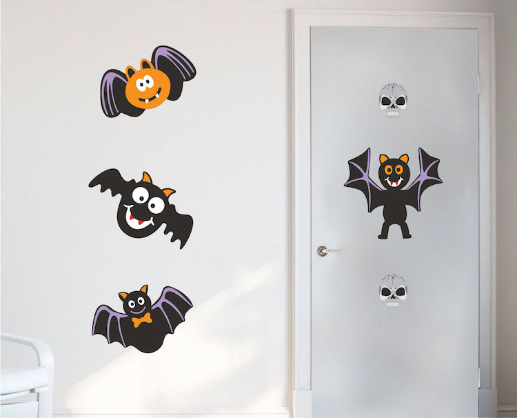 Halloween Pack Wall Decals Wallpaper Skulls Bats Seasonal Decorations Vinyl, h19
