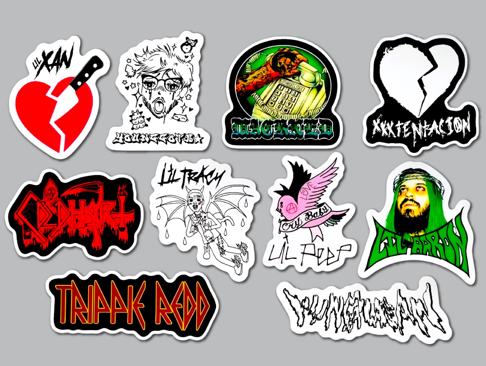 Modern Hip-Hop Vinyl Sticker Lot (10 Pack) SET 5 lil xan tracy aaron peep rap