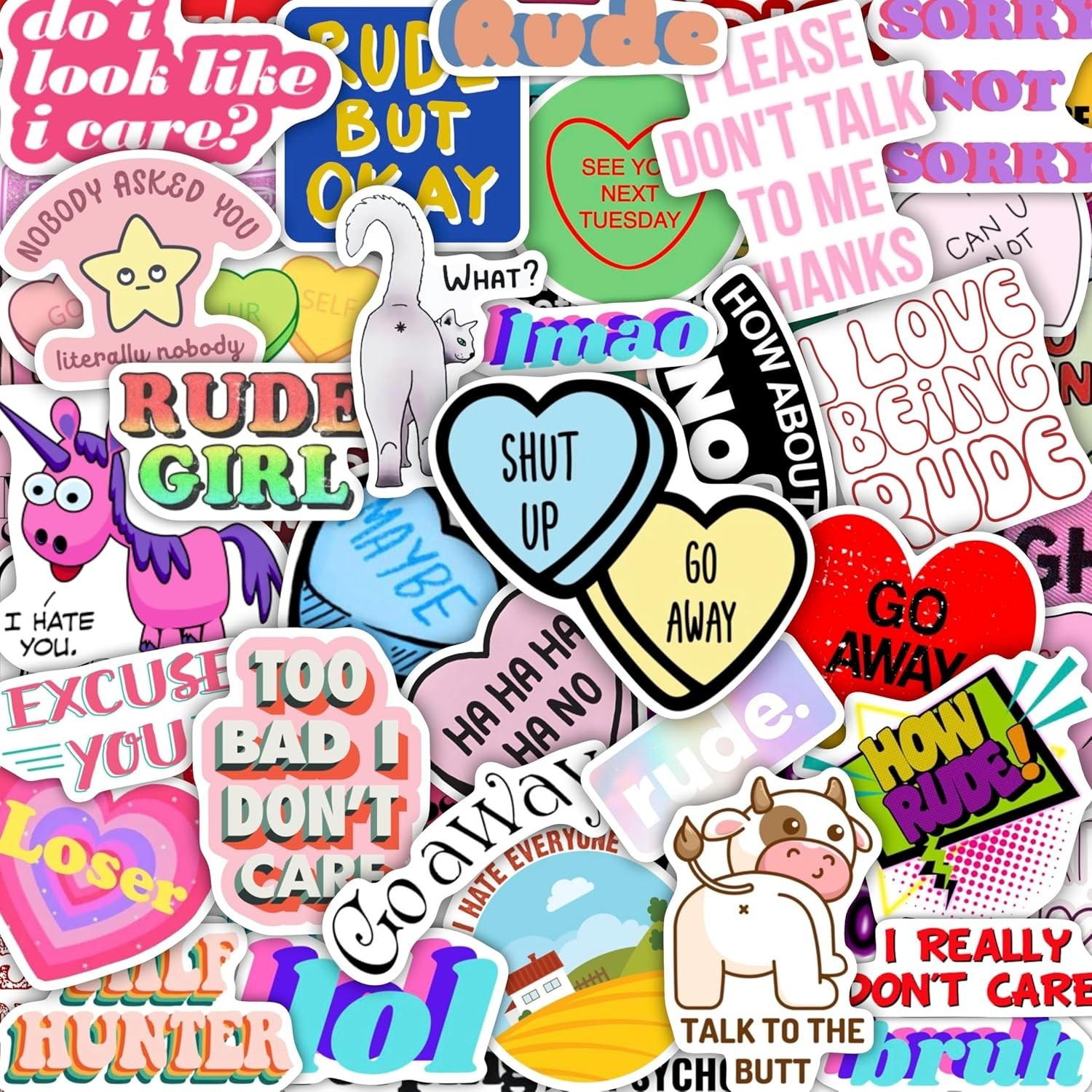 Crude Humor Sticker Set: 100 High-Quality Vinyl Stickers for Personalizing
