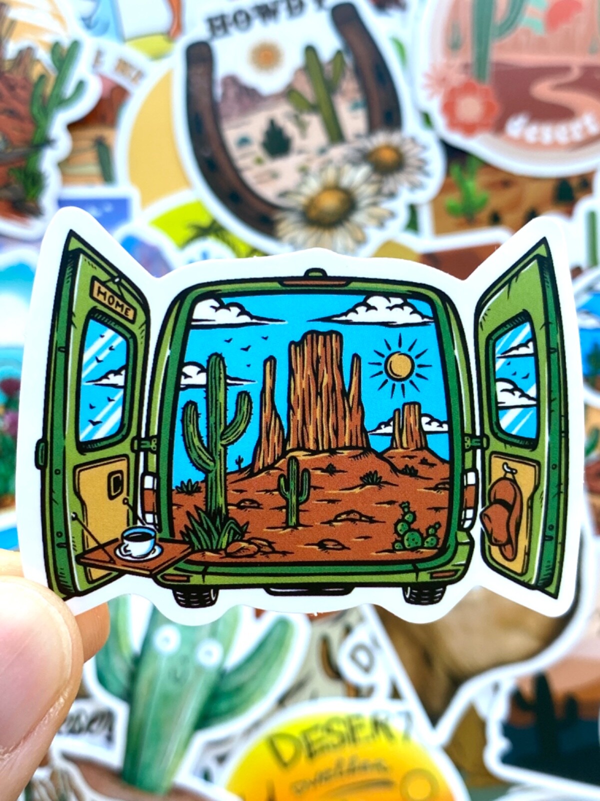 5-50 pcs Cactus Stickers, Retro Travel Arizona Canyon Camel Desert Vinyl Decals