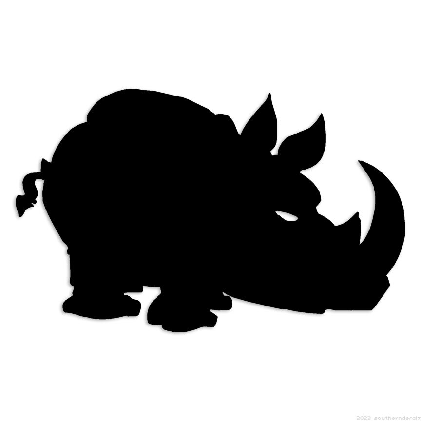 Cartoon Rhino Rhinoceros – Decal Sticker – Multiple Colors & Sizes – ebn7425
