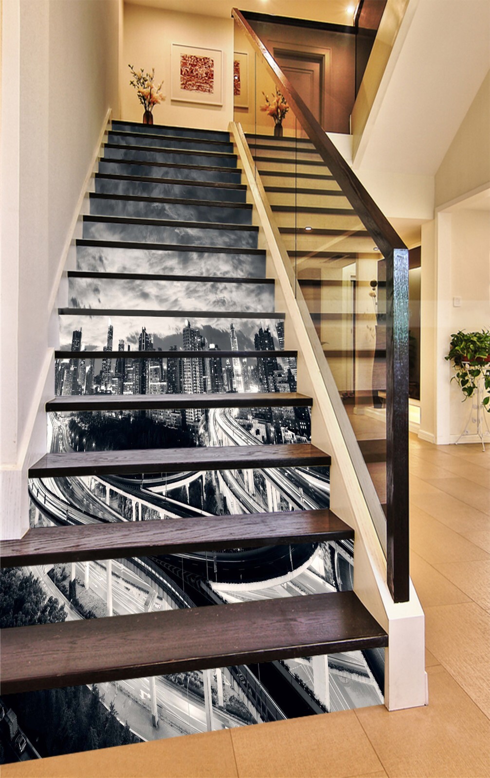 3D Urban Viaduct 527 Stair Risers Decoration Photo Mural Vinyl Decal Wallpaper