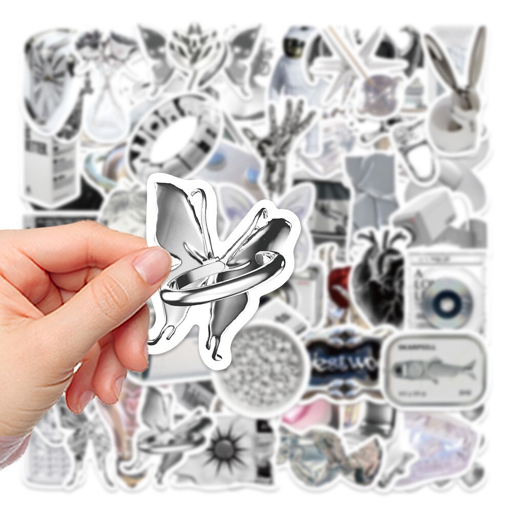 50pcs VIBE Stickers, Silver Stickers Bottle Laptop No Residue Stickers, #241
