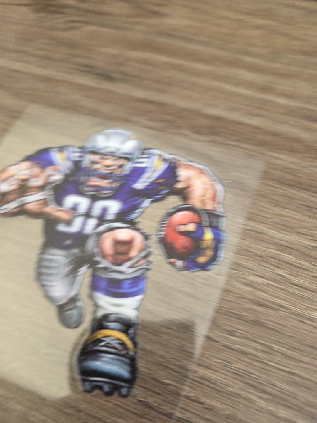 San Diego Charger Running Football Player Raised UV DTF Decal 4in X 4in.