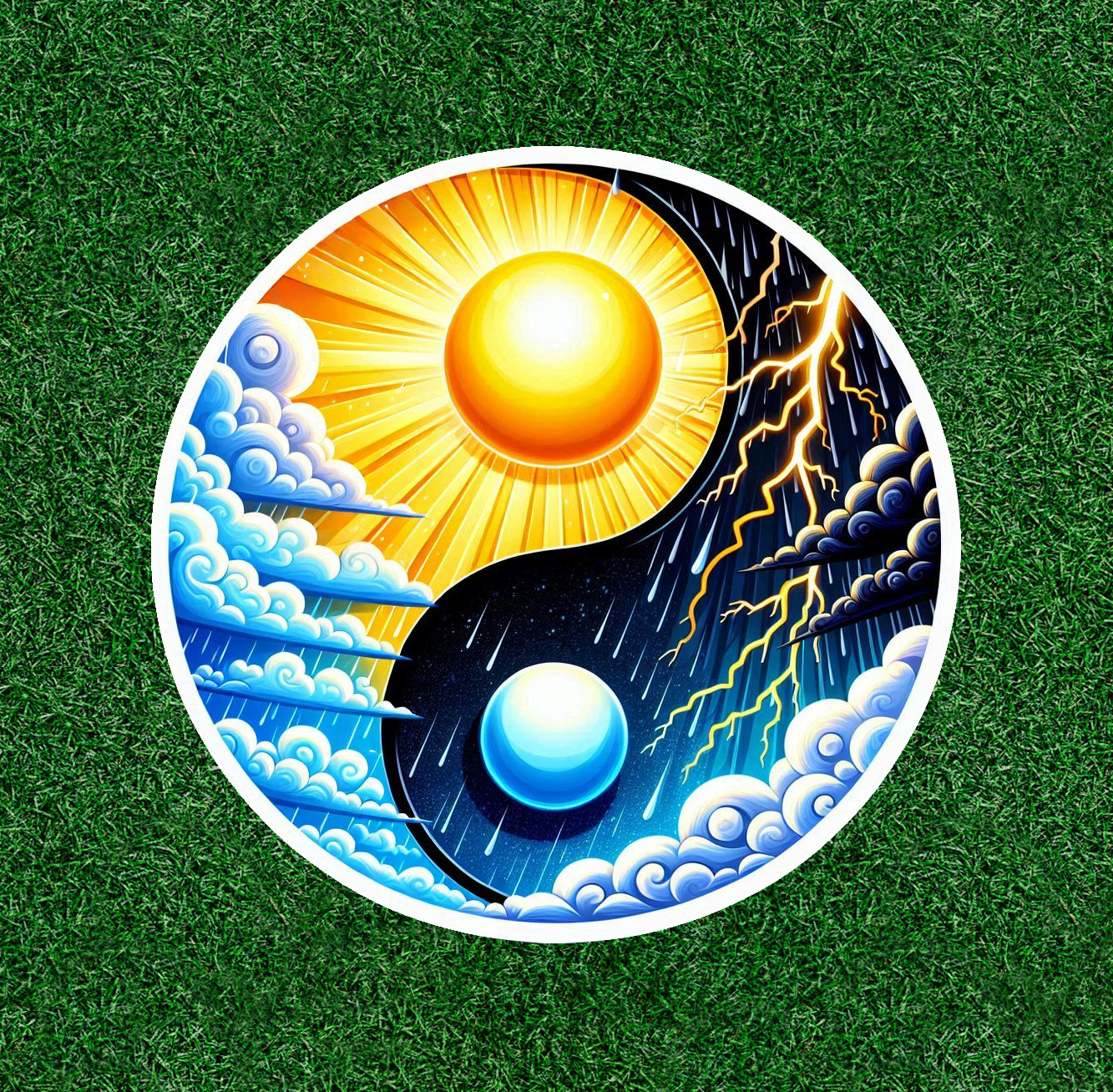 Beautiful Sky Yin Yang design 100% waterproof vinyl sticker decal – many sizes