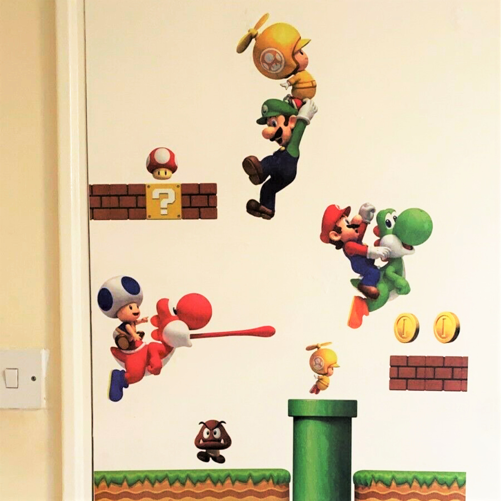 🍄 20 BIG Super Mario Bros Removable Wall Stickers Decal Game Room Decals 🍄
