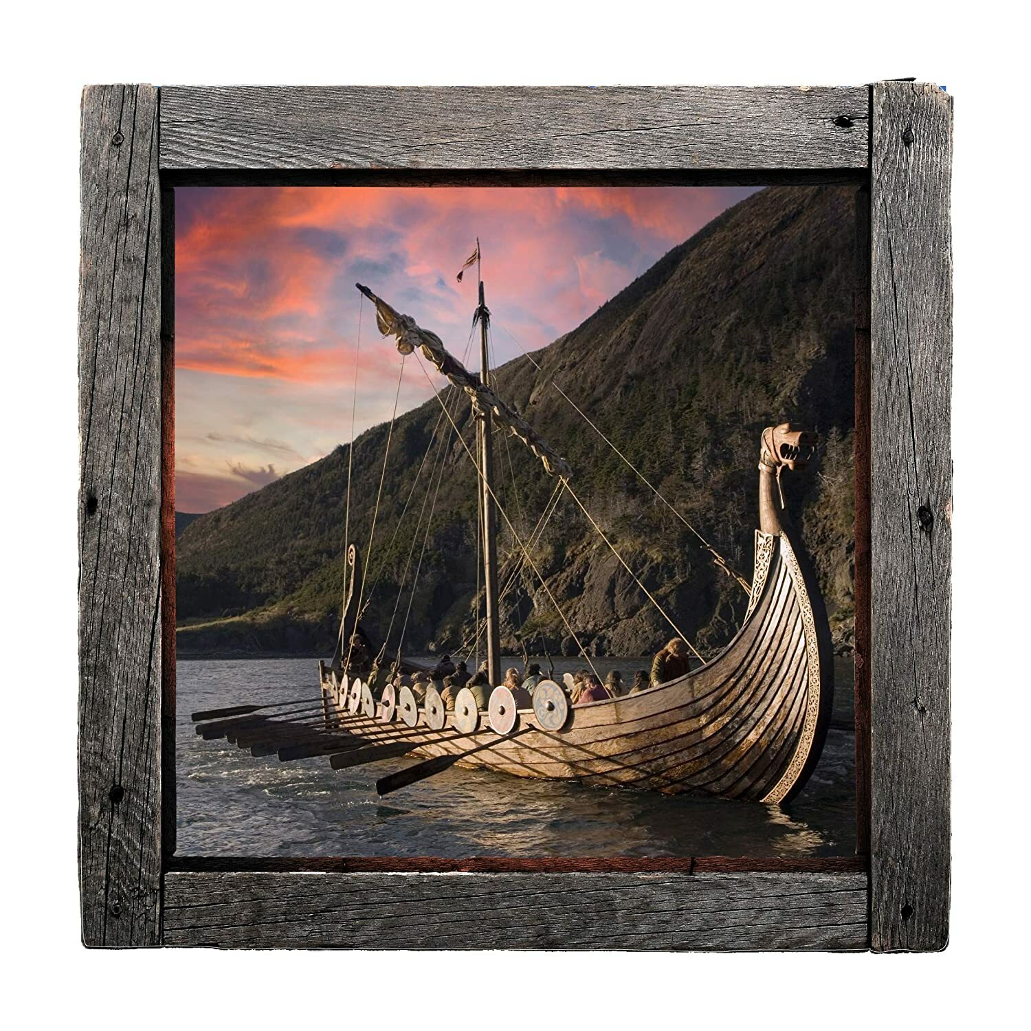 Viking Longboat – Rustic Windowscape Series Wall Decal – Peel and Stick